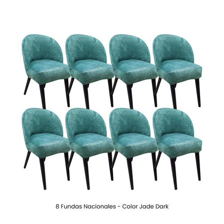 8 Fundas Nacionales de Terciopelo para Silla Vintage Curva - Jade Dark Verde Jade