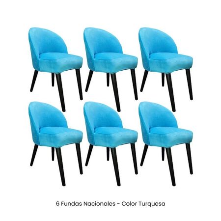 6 Fundas Nacionales de Terciopelo para Silla Vintage Curva - Turquesa Turquesa