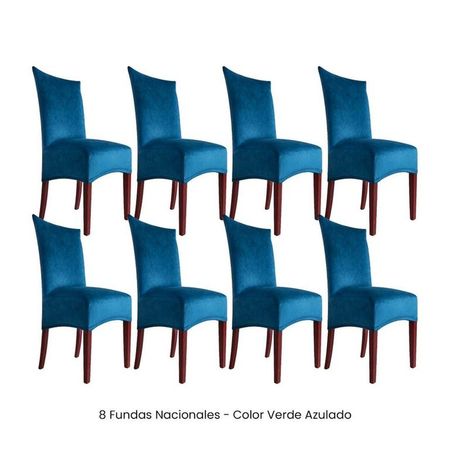 8 Fundas Nacionales de Terciopelo para Silla Recta - Verde Azulado Verde