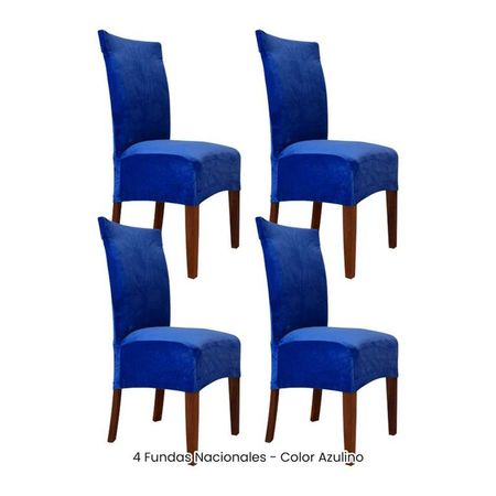 4 Fundas Nacionales de Terciopelo para Silla Recta - Azulino Azul Zafiro
