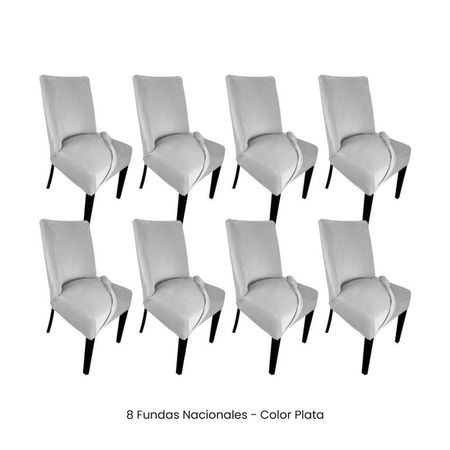 8 Fundas Nacionales de Terciopelo para Silla Butaca Curva - Plata Plata