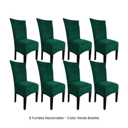 8 Fundas Nacionales de Terciopelo para Silla Recta - Verde Botella Verde Botella