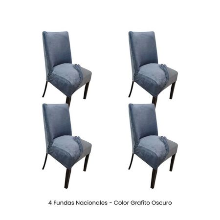 4 Fundas Nacionales de Terciopelo para Silla Butaca Curva - Grafito Oscuro Gris