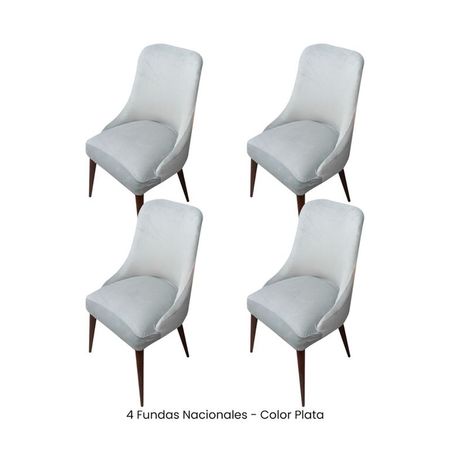 4 Fundas Nacionales de Terciopelo para Silla Brazo - Plata Plata