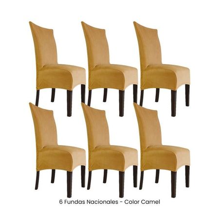 6 Fundas Nacionales de Terciopelo para Silla Recta - Camel Camel