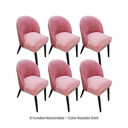 6 Fundas Nacionales de Terciopelo para Silla Vintage Curva - Rosado Dark Rosado