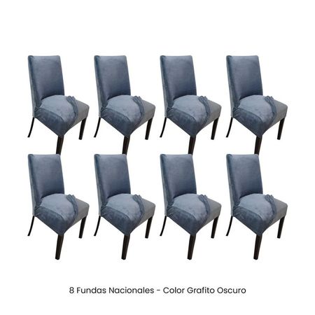 8 Fundas Nacionales de Terciopelo para Silla Butaca Curva - Grafito Oscuro Gris Azulado