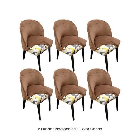 6 Fundas Nacionales de Terciopelo para Silla Vintage Curva - Cocoa Capuccino