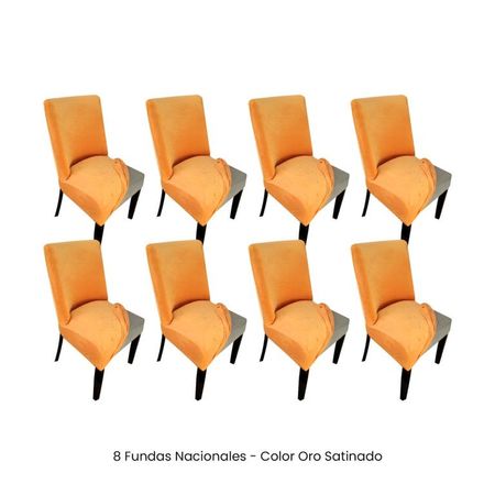 8 Fundas Nacionales de Terciopelo para Silla Butaca Curva - Oro Satinado Oro