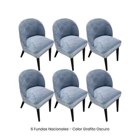 6 Fundas Nacionales de Terciopelo para Silla Vintage Curva - Grafito Oscuro Gris
