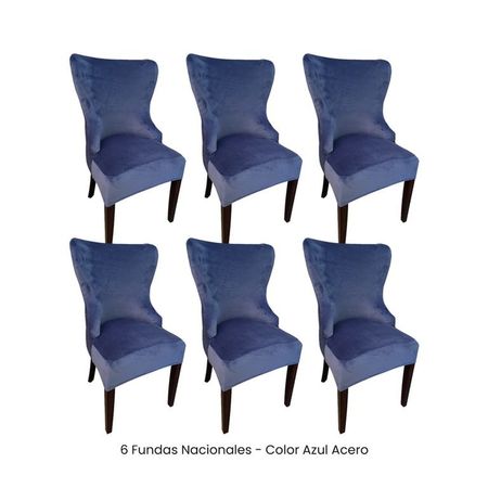 6 Fundas Nacionales de Terciopelo para Silla Princesa - Azul Acero Azul Grafito