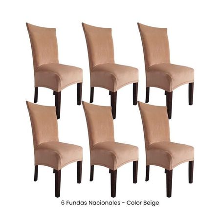 6 Fundas Nacionales de Terciopelo para Silla Recta - Beige Beige