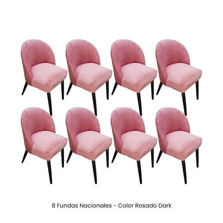 8 Fundas Nacionales de Terciopelo para Silla Vintage Curva - Rosado Dark Rosado