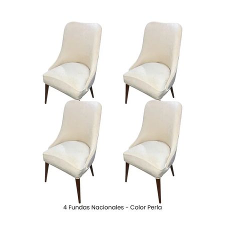 4 Fundas Nacionales de Terciopelo para Silla Brazo - Perla Perla