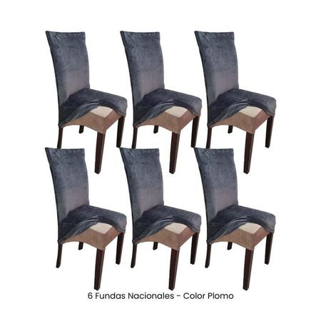 6 Fundas Nacionales de Terciopelo para Silla Recta - Plomo Rata Gris Oscuro
