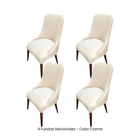 4 Fundas Nacionales de Terciopelo para Silla Brazo - Crema Crema