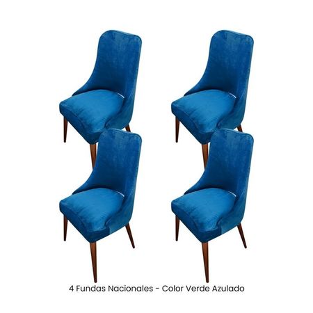 4 Fundas Nacionales de Terciopelo para Silla Brazo - Verde Azulado Verde Oscuro