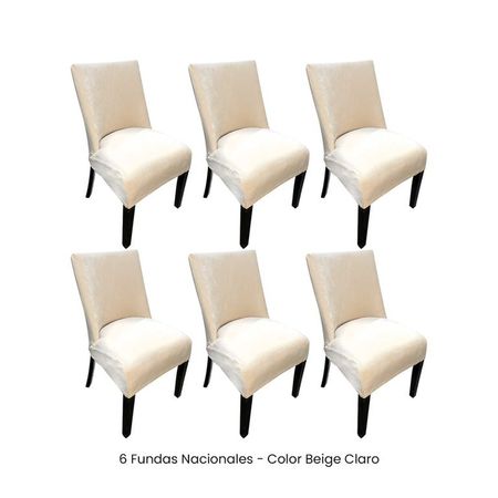 6 Fundas Nacionales de Terciopelo para Silla Butaca Curva - Beige Claro Beige