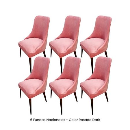 6 Fundas Nacionales de Terciopelo para Silla Brazo - Rosado Dark Rosado