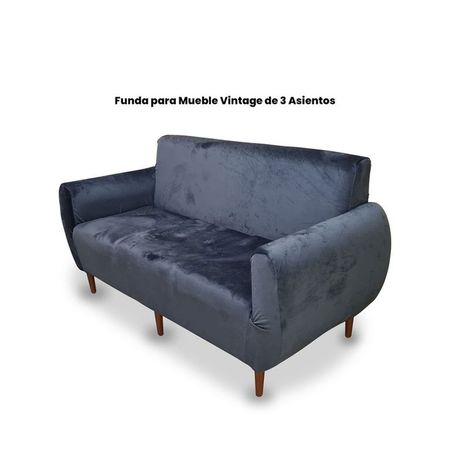 Funda de Terciopelo Nacional para Mueble de 3 - Plomo Rata Gris