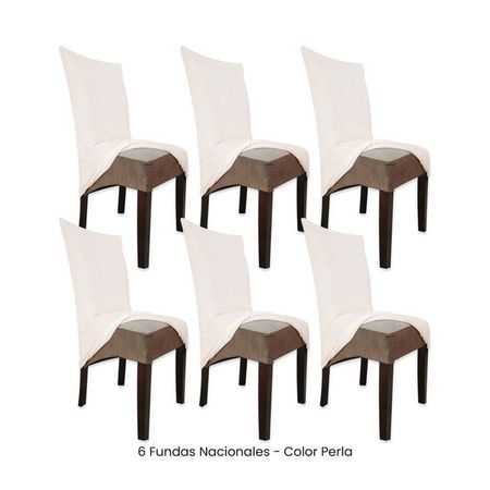 6 Fundas Nacionales de Terciopelo para Silla Recta - Perla Perla