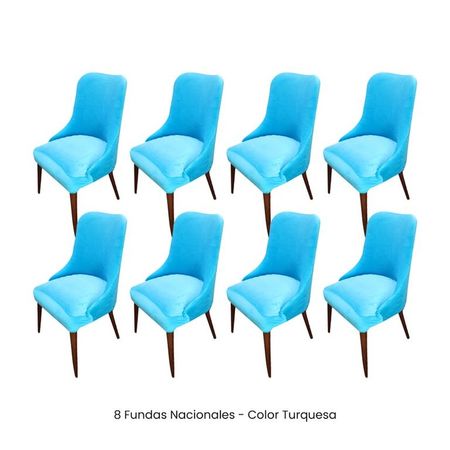 8 Fundas Nacionales de Terciopelo para Silla Brazo - Turquesa Turquesa