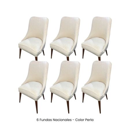 6 Fundas Nacionales de Terciopelo para Silla Brazo - Perla Perla