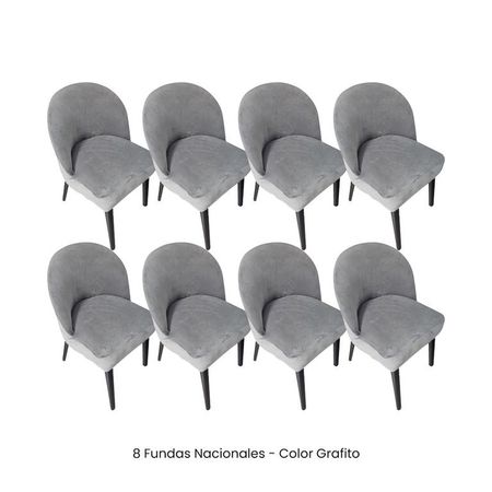8 Fundas Nacionales de Terciopelo para Silla Vintage Curva - Grafito Gris