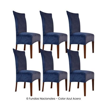 6 Fundas Nacionales de Terciopelo para Silla Recta - Azul Acero Azul Grafito