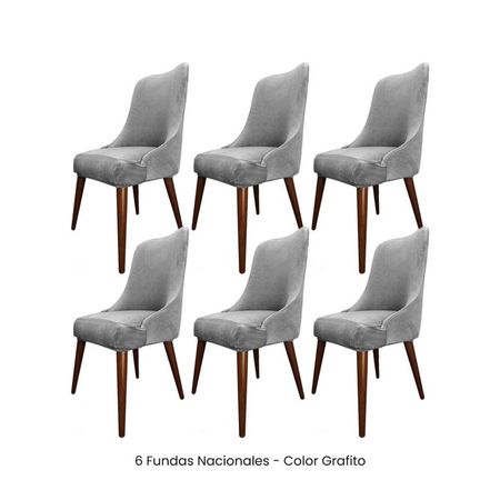 6 Fundas Nacionales de Terciopelo para Silla Brazo - Grafito Gris