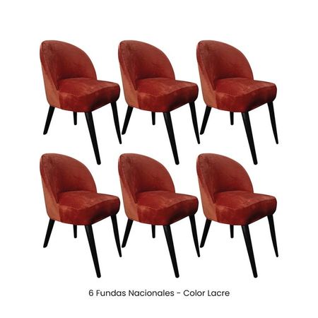 6 Fundas Nacionales de Terciopelo para Silla Vintage Curva - Lacre Naranja