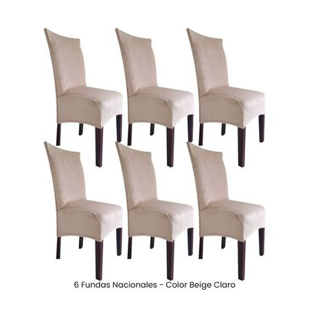 6 Fundas Nacionales de Terciopelo para Silla Recta - Beige Claro Beige