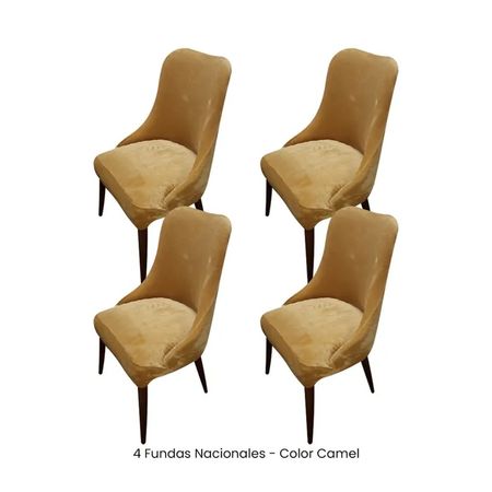 4 Fundas Nacionales de Terciopelo para Silla Brazo - Camel Camel