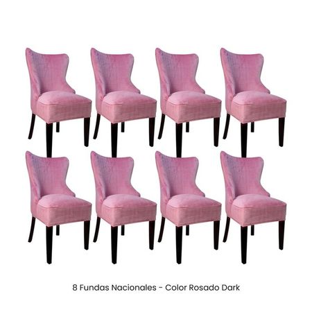 8 Fundas Nacionales de Terciopelo para Silla Princesa - Rosado Dark Rosado