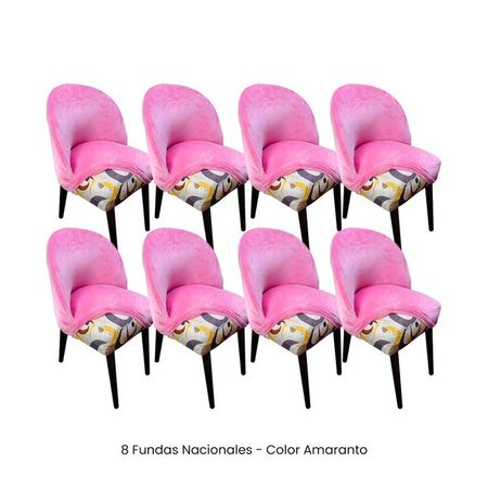 8 Fundas Nacionales de Terciopelo para Silla Vintage Curva - Amaranto Rosado
