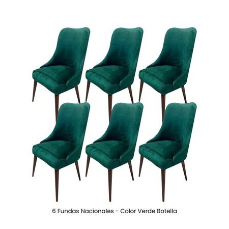 6 Fundas Nacionales de Terciopelo para Silla Brazo - Verde Botella Verde Botella
