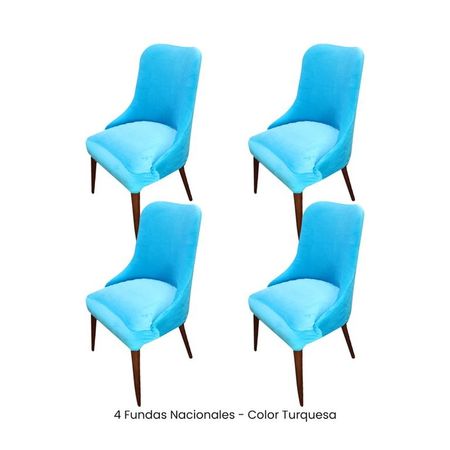 4 Fundas Nacionales de Terciopelo para Silla Brazo - Turquesa Turquesa