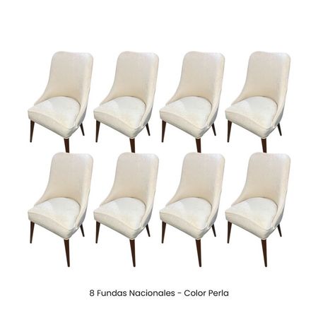 8 Fundas Nacionales de Terciopelo para Silla Brazo - Perla Perla