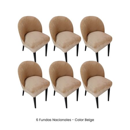 6 Fundas Nacionales de Terciopelo para Silla Vintage Curva - Beige Beige
