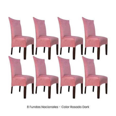 8 Fundas Nacionales de Terciopelo para Silla Recta - Rosado Dark Rosado