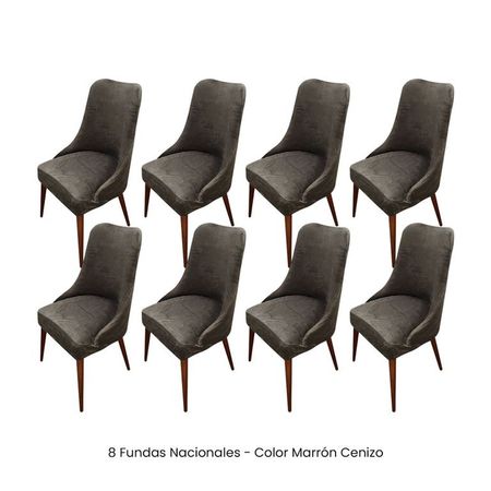 8 Fundas Nacionales de Terciopelo para Silla Brazo - Marrón Cenizo Marrón