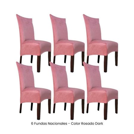 6 Fundas Nacionales de Terciopelo para Silla Recta - Rosado Dark Rosado