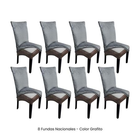 8 Fundas Nacionales de Terciopelo para Silla Recta - Grafito Gris