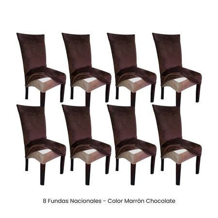 8 Fundas Nacionales de Terciopelo para Silla Recta - Marrón Chocolate Marrón