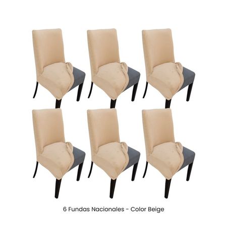 6 Fundas Nacionales de Terciopelo para Silla Butaca Curva - Beige Beige