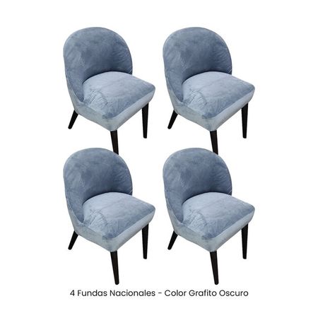 4 Fundas Nacionales de Terciopelo para Silla Vintage Curva - Grafito Oscuro Gris