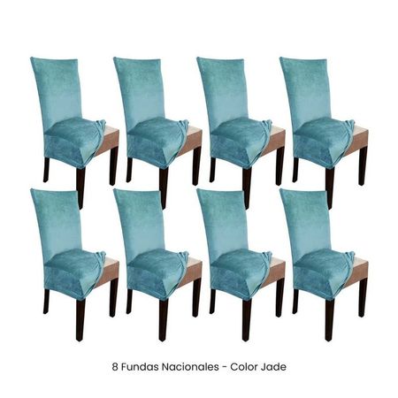 8 Fundas Nacionales de Terciopelo para Silla Recta - Jade Verde Jade