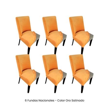 6 Fundas Nacionales de Terciopelo para Silla Butaca Curva - Oro Satinado Oro