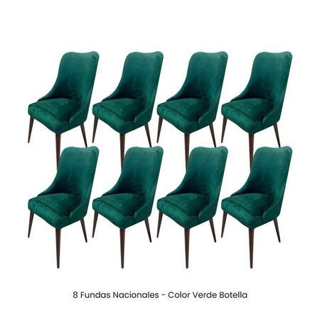 8 Fundas Nacionales de Terciopelo para Silla Brazo - Verde Botella Verde Botella