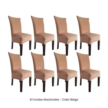 8 Fundas Nacionales de Terciopelo para Silla Recta - Beige Beige